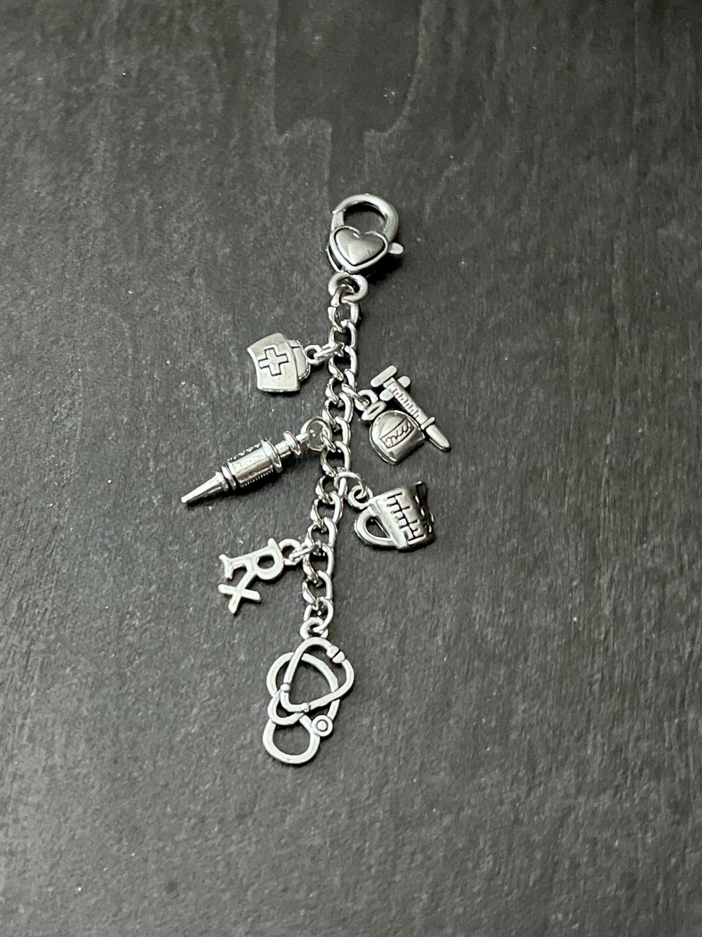 Silver Stethoscope Charm Keychain Pendant - Unbranded